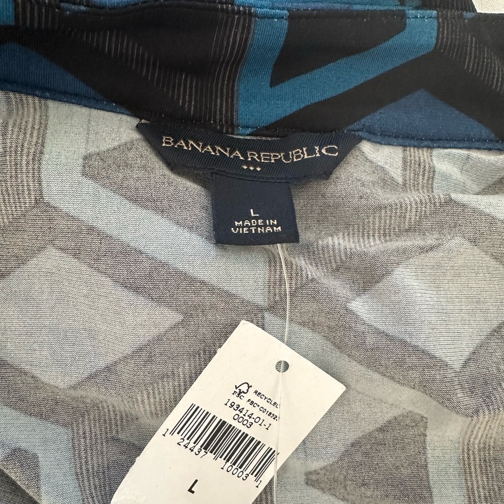 NWT Banana Republic Blue and Black Geometric Dress - Picture 5 of 6